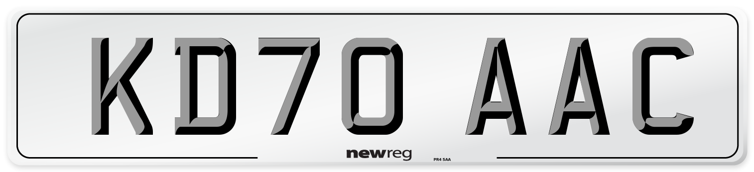 KD70 AAC Number Plate from New Reg